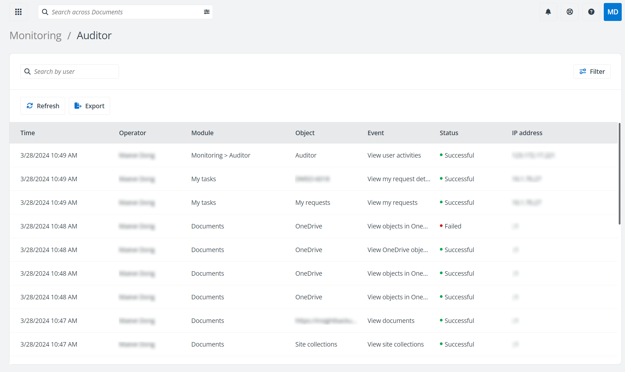 Auditor page.
