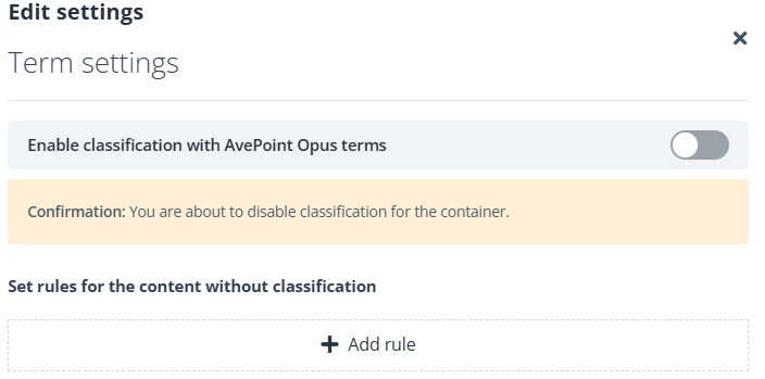 Enable classification with terms switch
