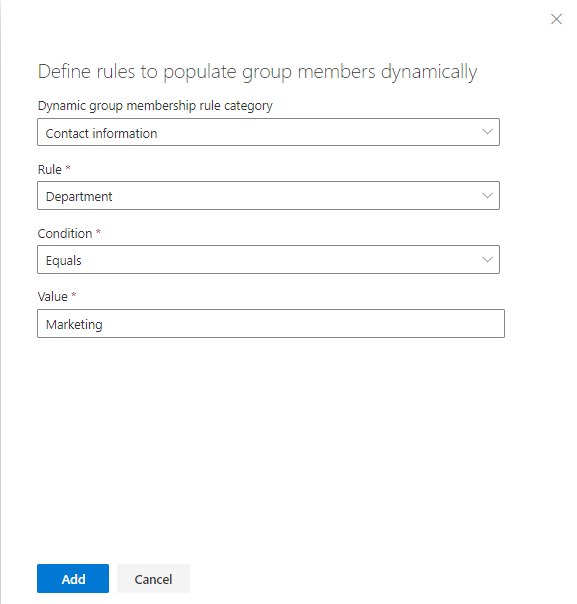 Dynamic membership rule in a request.