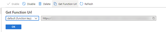 Getting the function URL.
