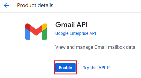 Clicking Enable.