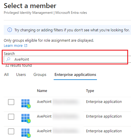 Searching for an AvePoint app.