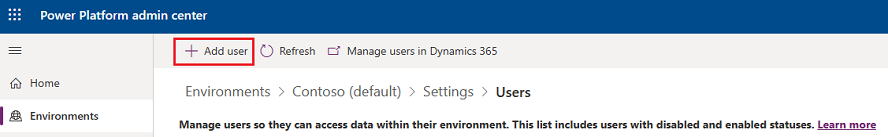 Clicking Add user.