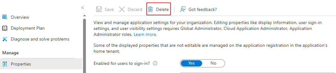 Clicking Delete.