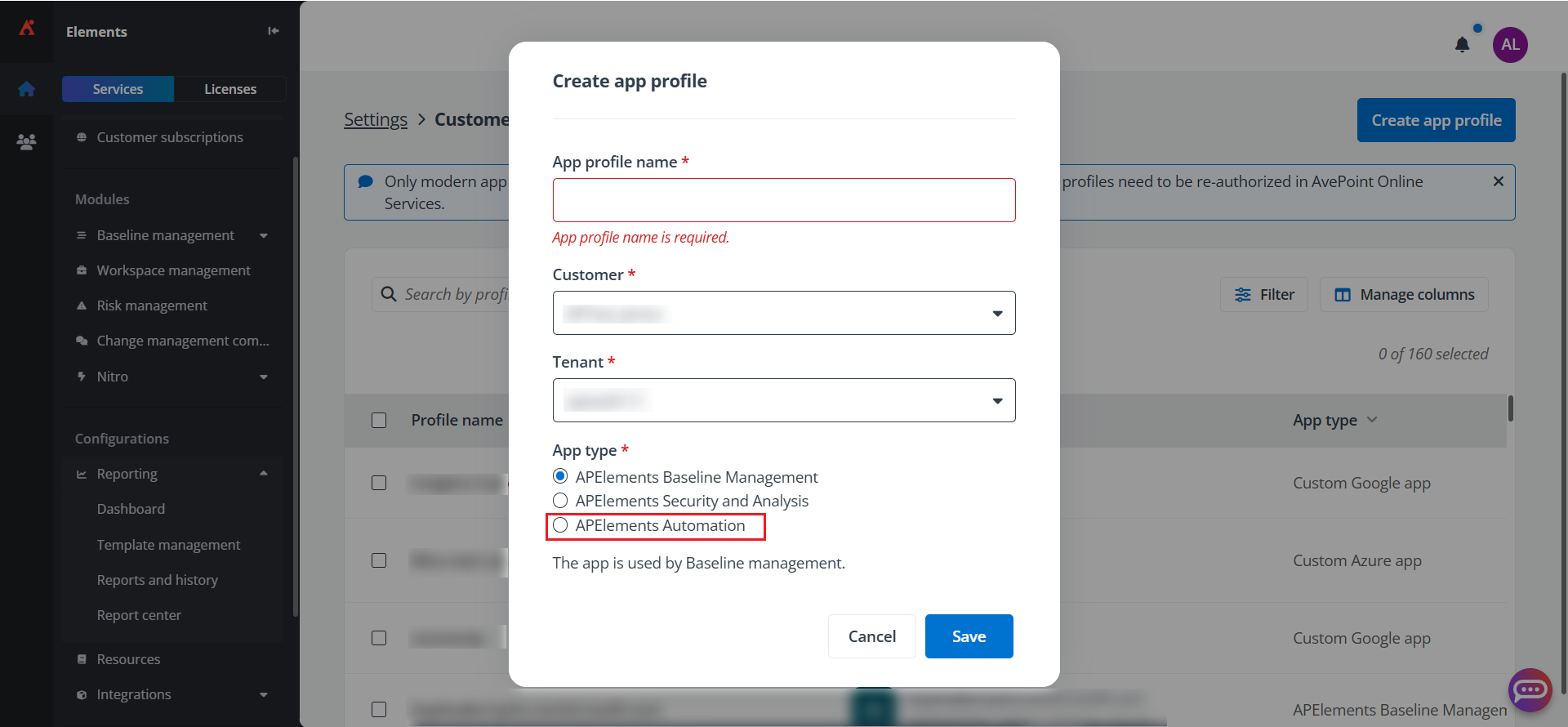 create a customer app profile create a customer app profile