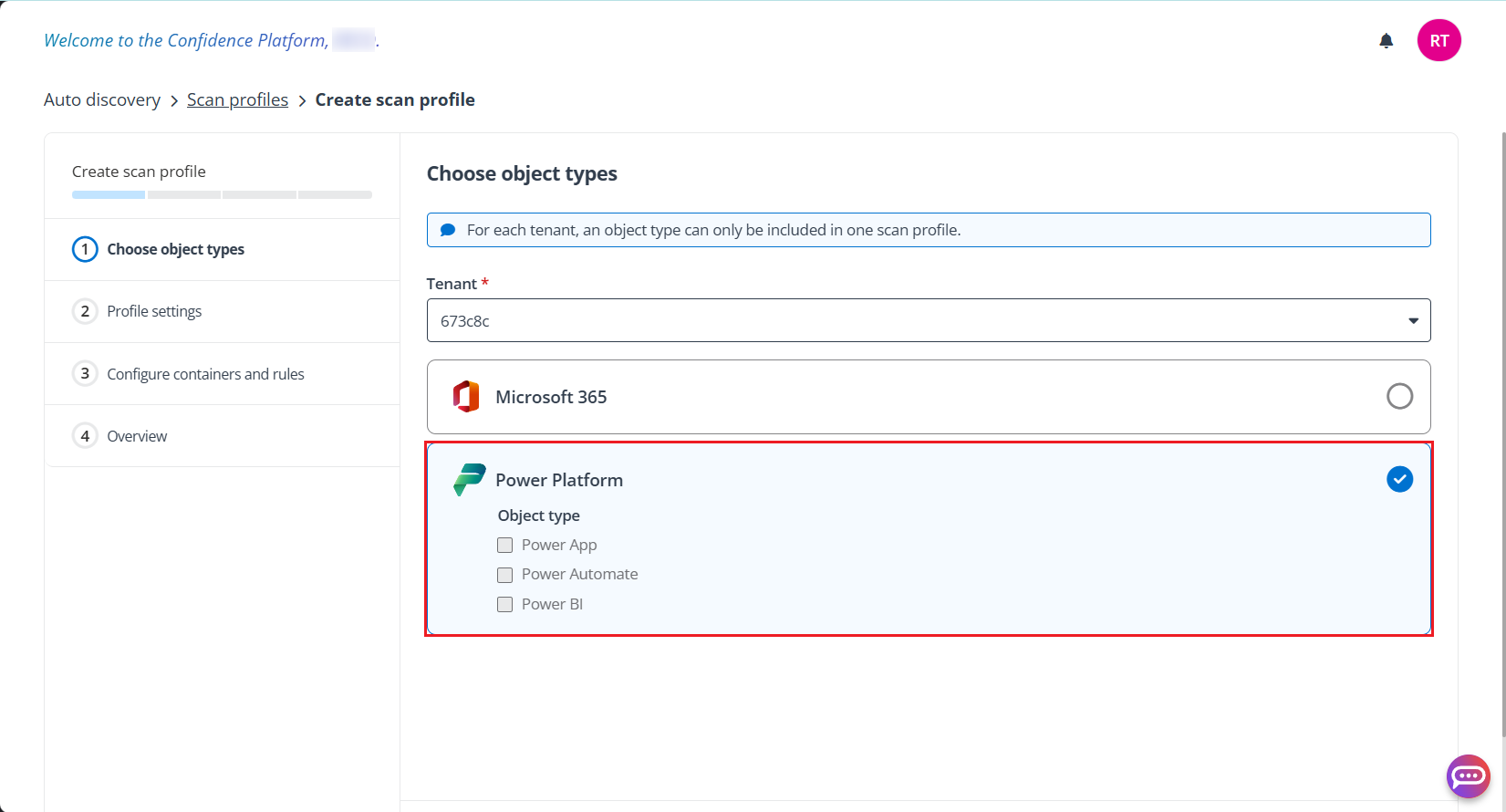 Create scan profile