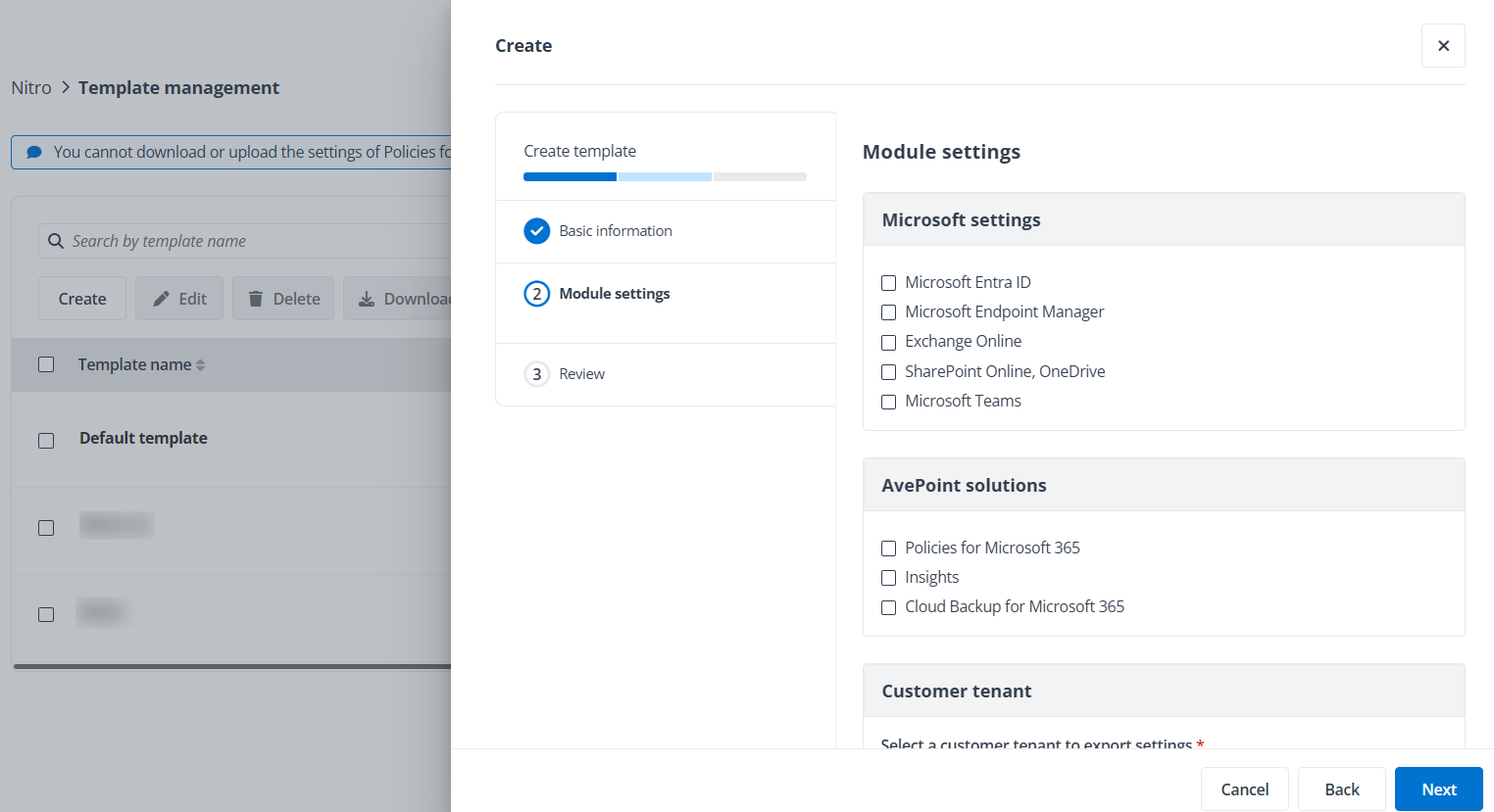 Select modules.