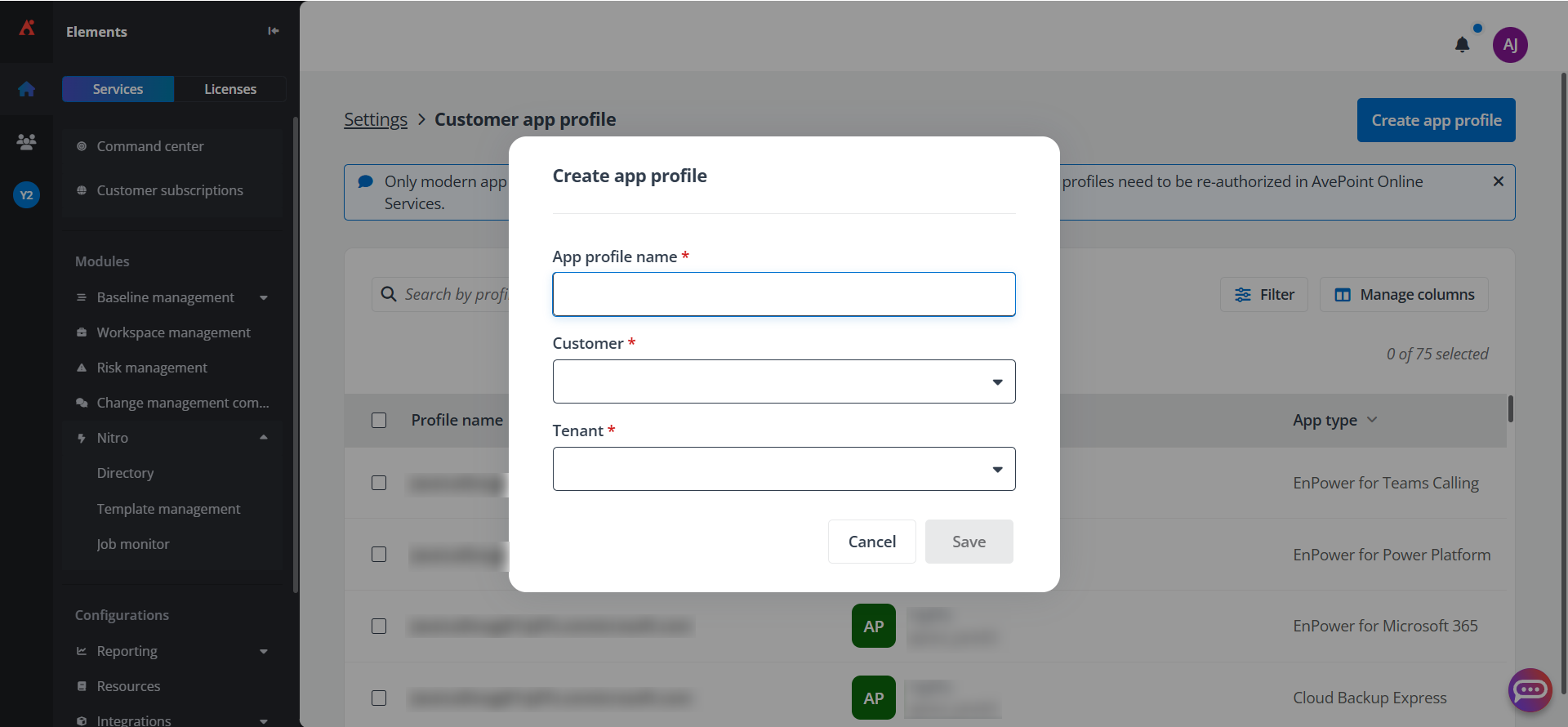 create app profile