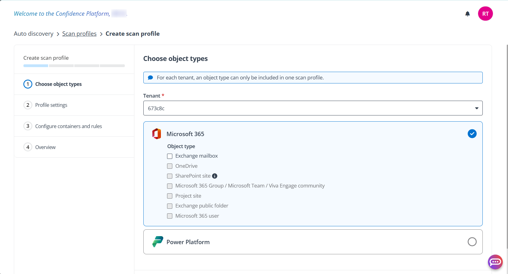 Create scan profile