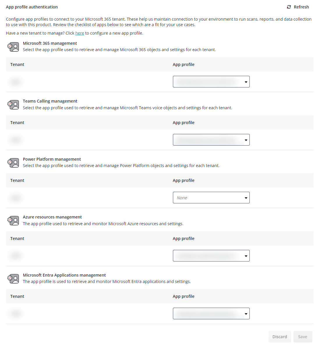 The App profile authentication section. The App profile authentication section.