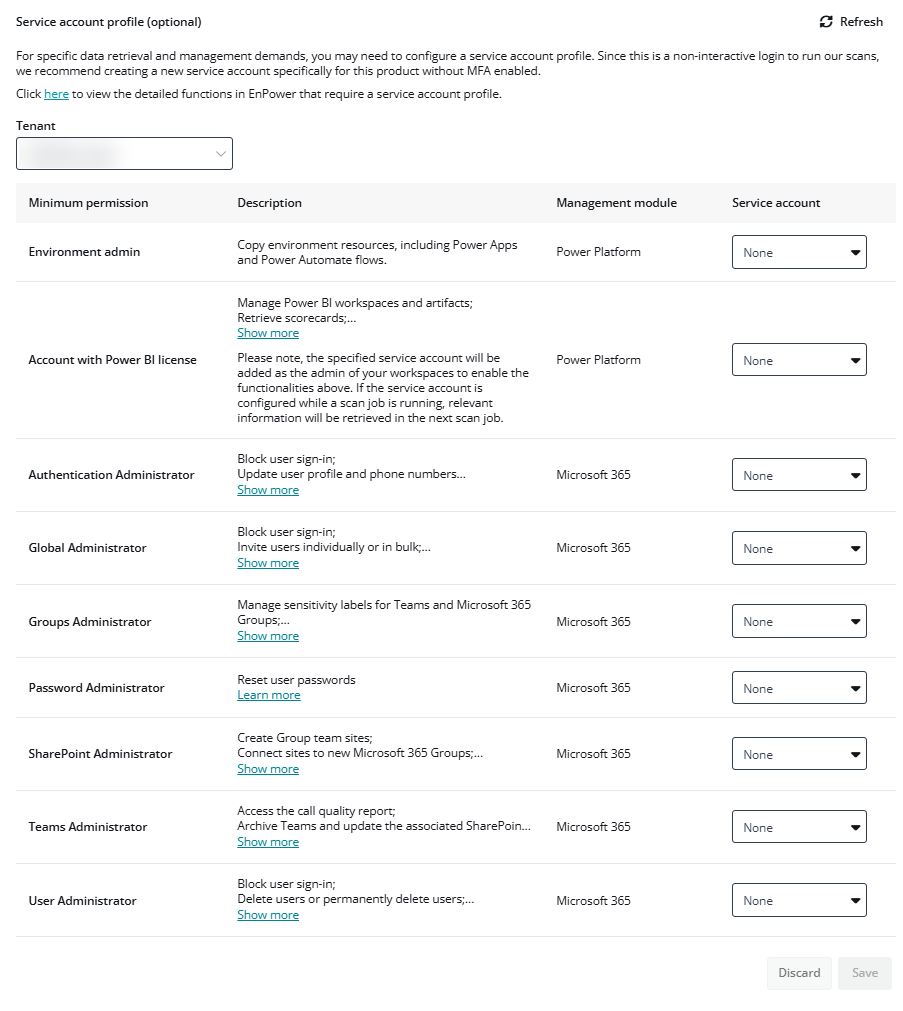 Service account profile. Service account profile.