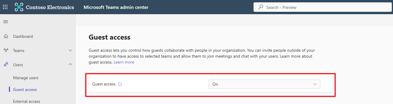 Turn on Guest access