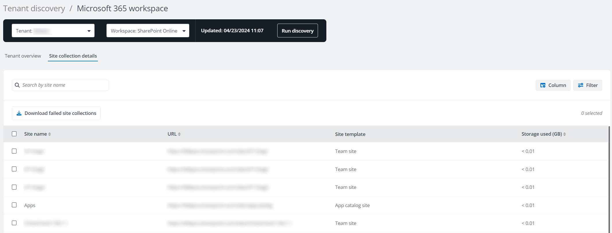 The Site collection details tab.