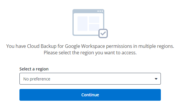 Selecting a region.