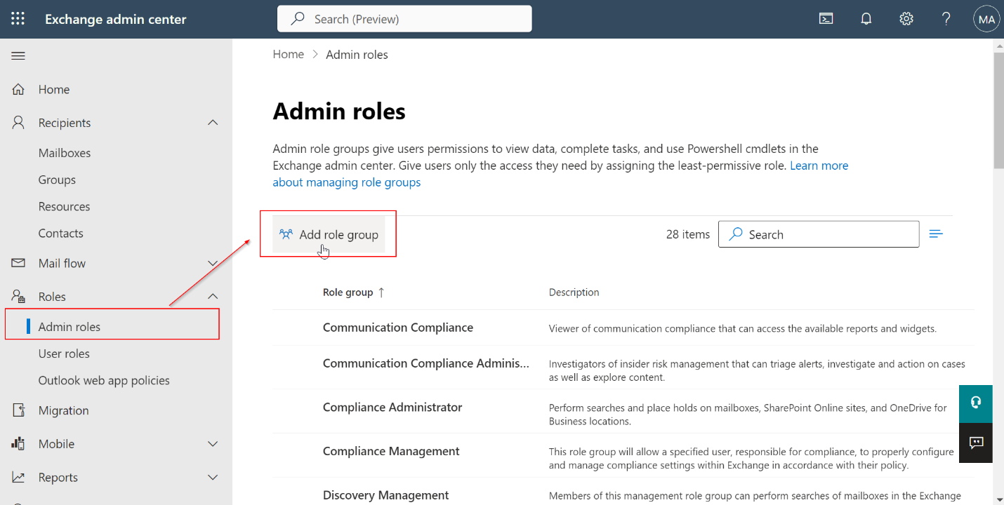 Add a role group.
