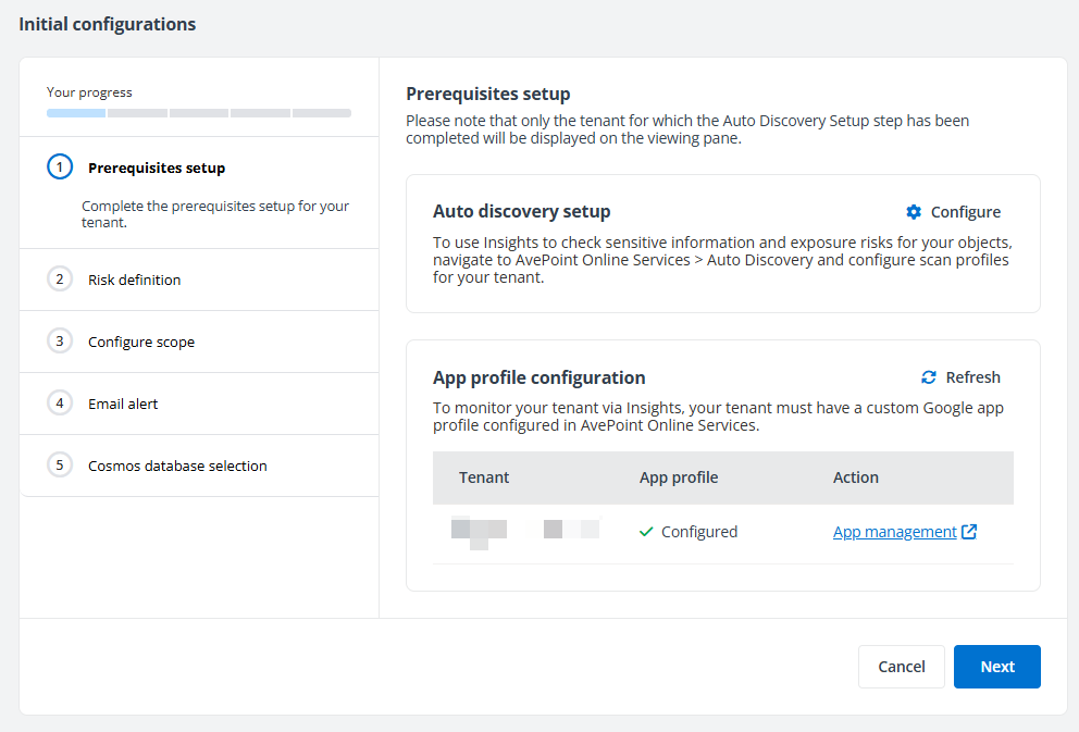 Prerequisites setup step.