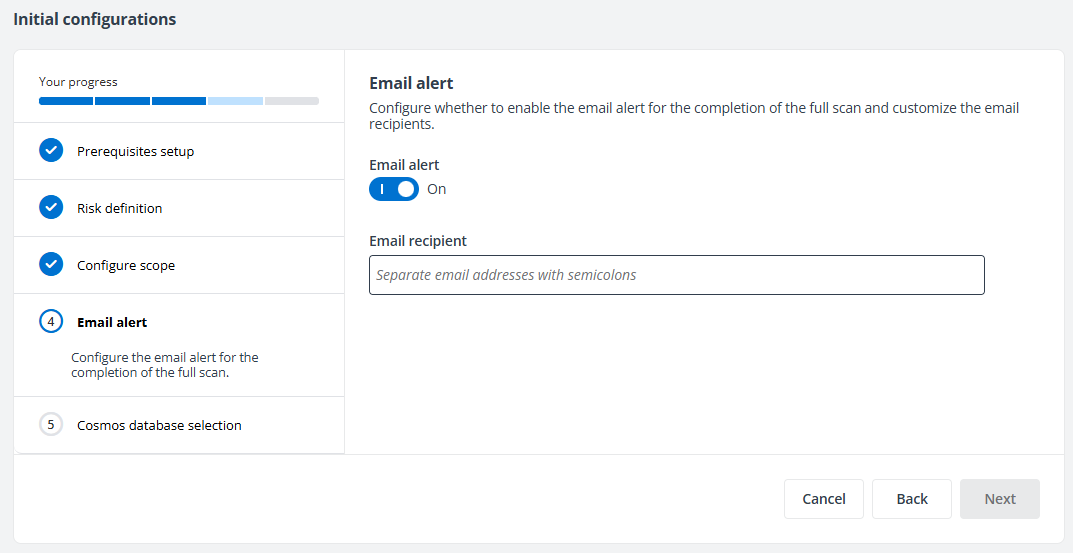 Email alert step.