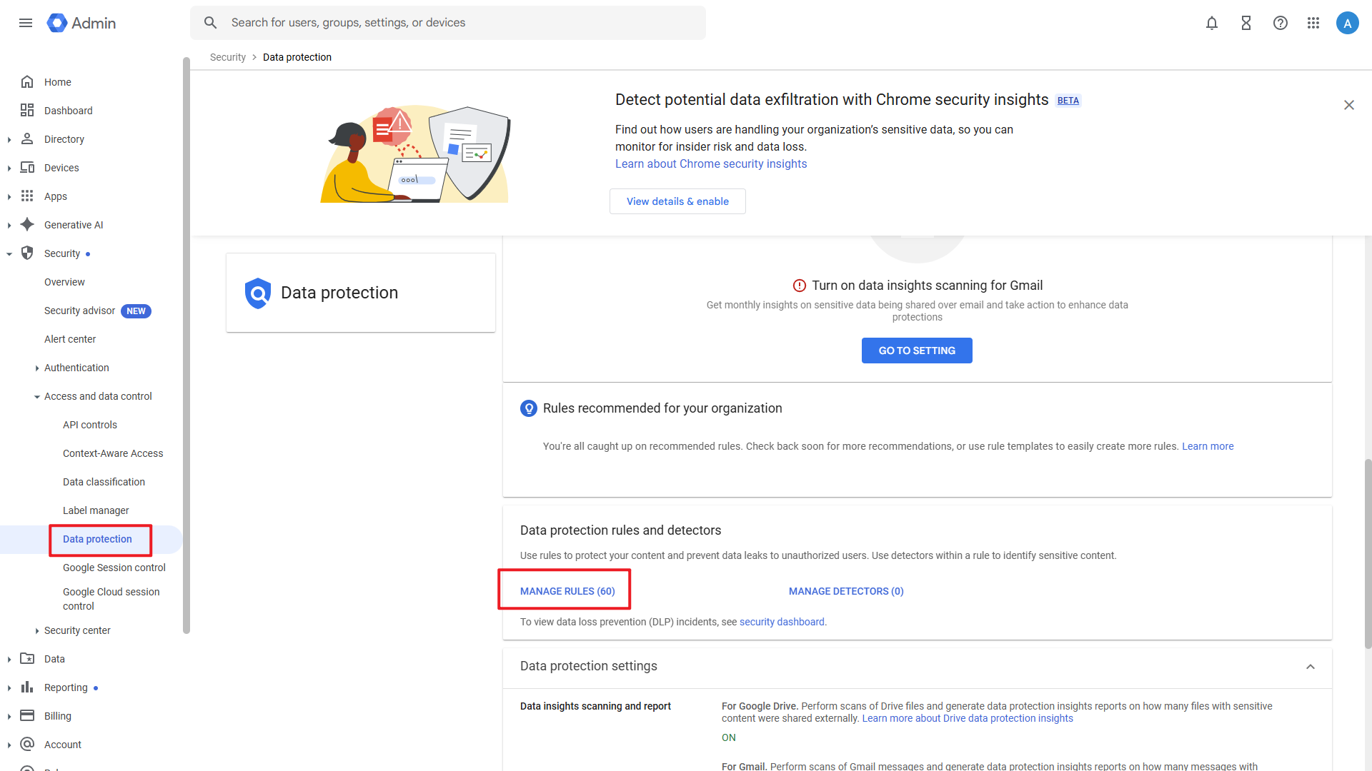 Click MANAGE RULES.