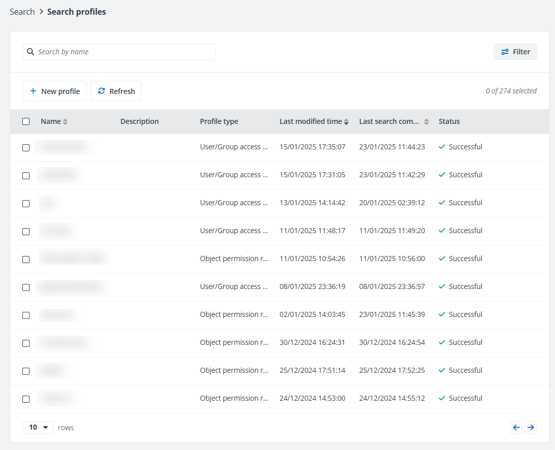 Search profiles.