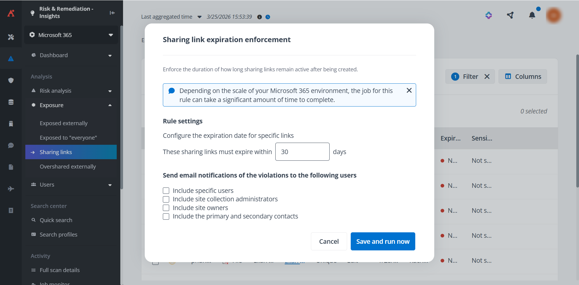 The Sharing link expiration enforcement rule.