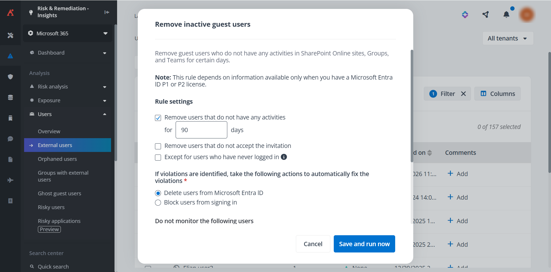 The Remove inactive guest users rule.