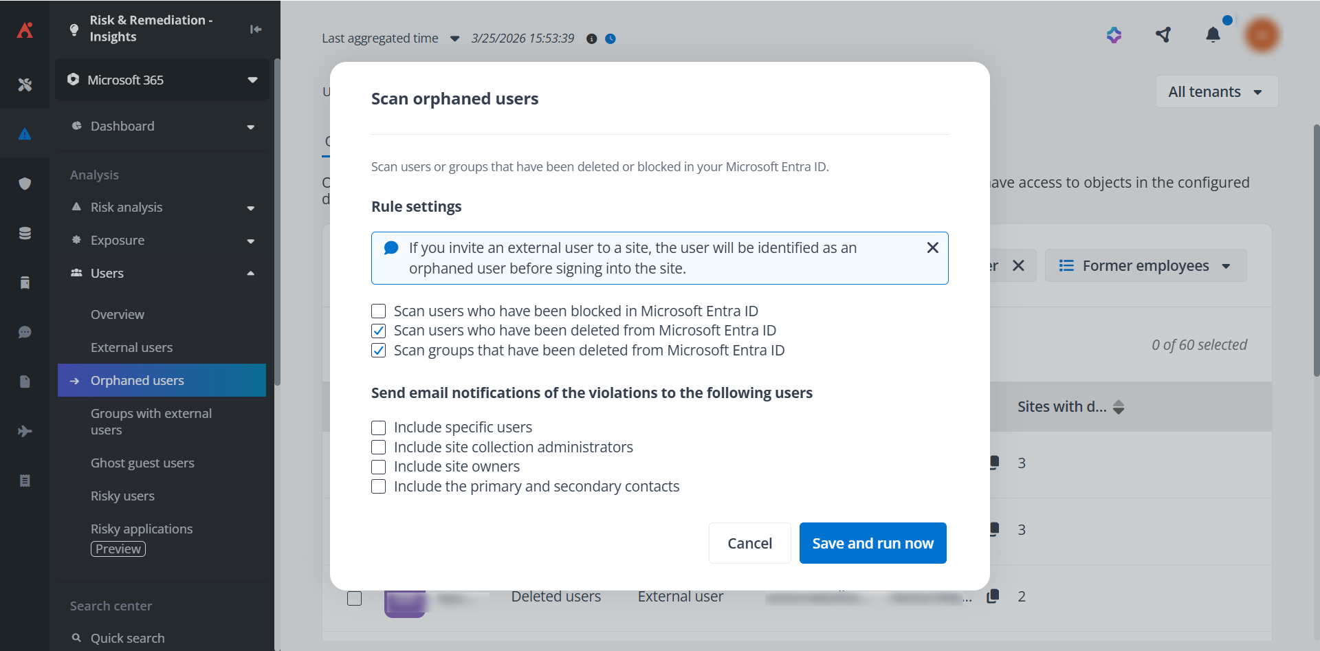 The Scan orphaned users rule.