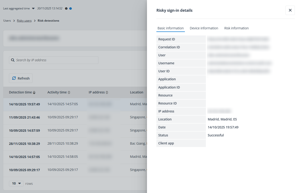 View details of a risk detection.