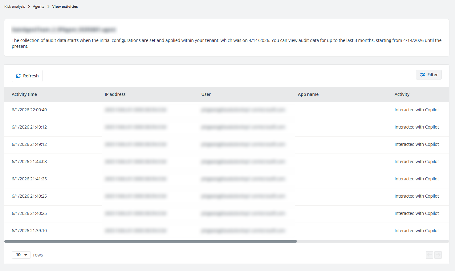 View activities of an agent. View activities of an agent.