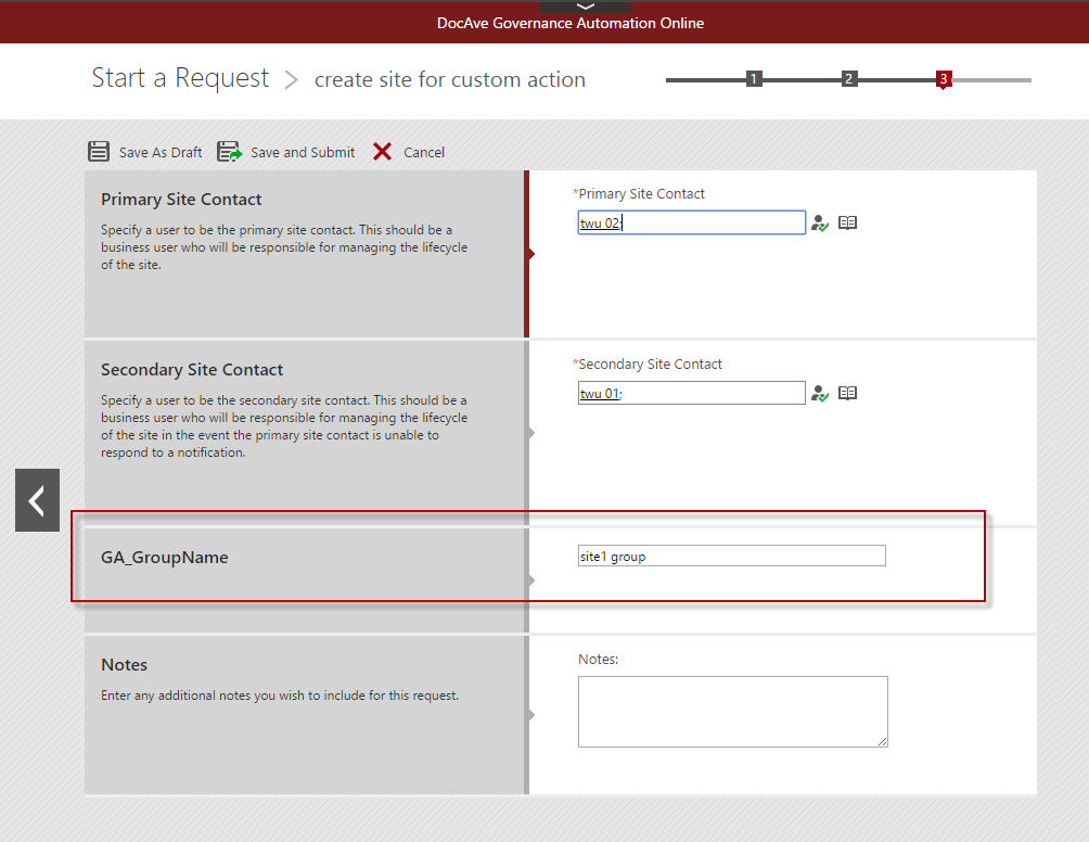 The sample request. 