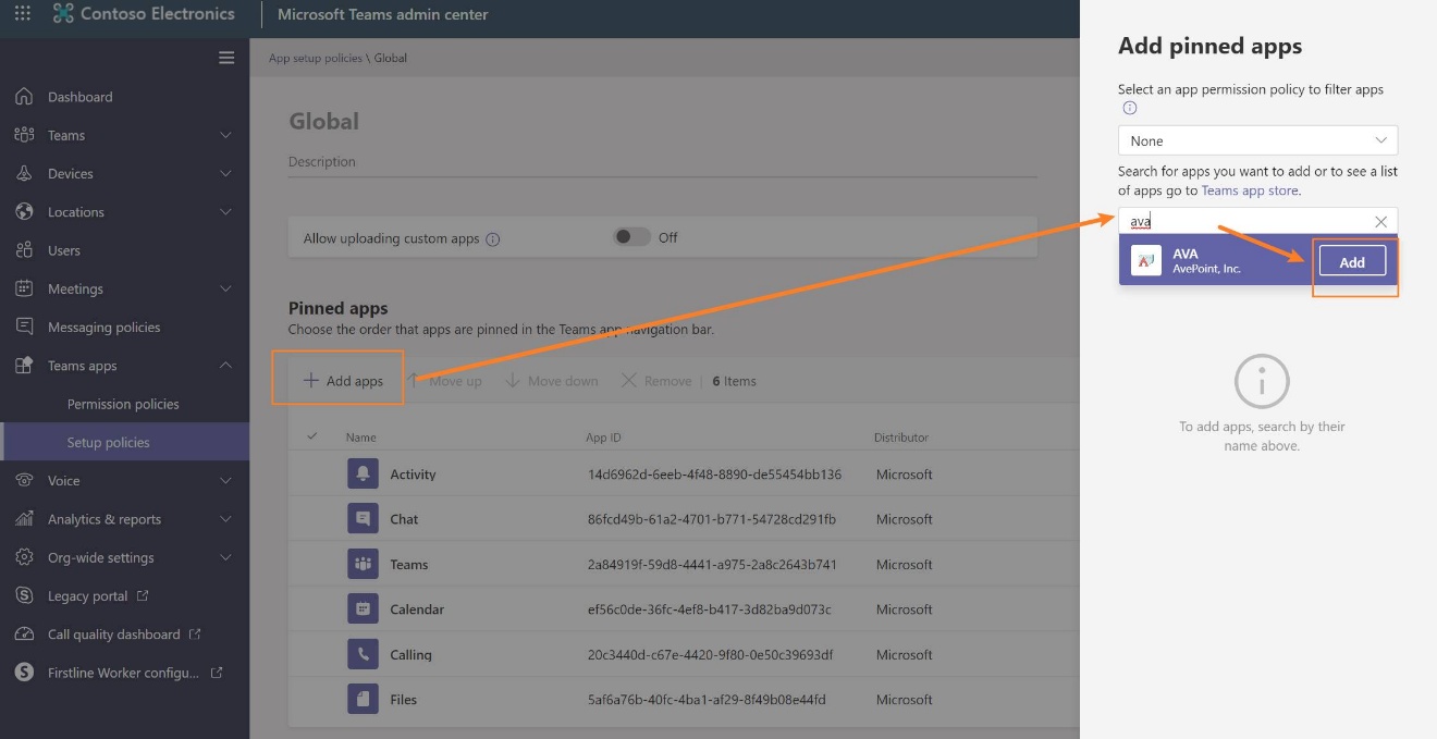 Add AVA to Pinned apps. Add AVA to Pinned apps.