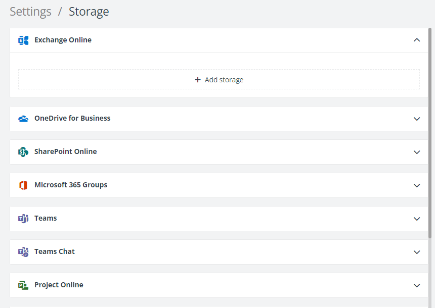 Configure separate storage for each enabled service. Configure separate storage for each enabled service.