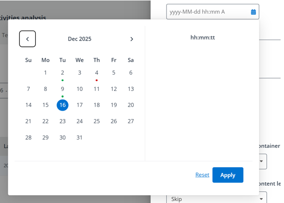 The recovery point calendar. The recovery point calendar.