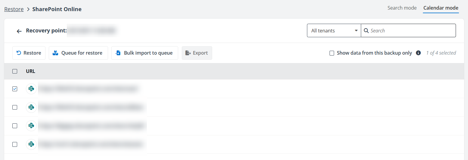Add site collections for batch restore. Add site collections for batch restore.