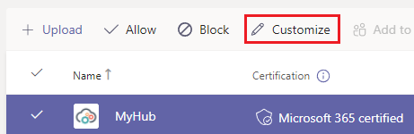 The Customize icon.
