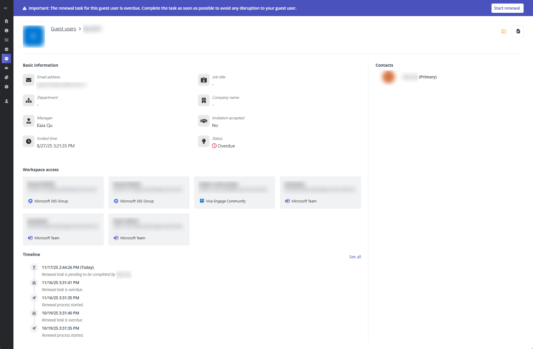 Guest user details.