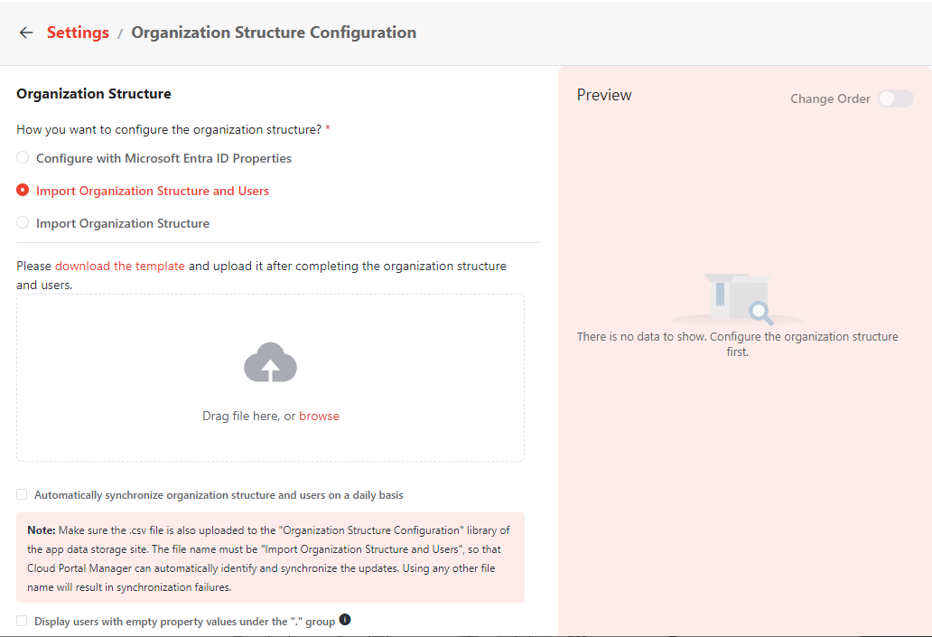 Import Organization Structure and Users. Import Organization Structure and Users.