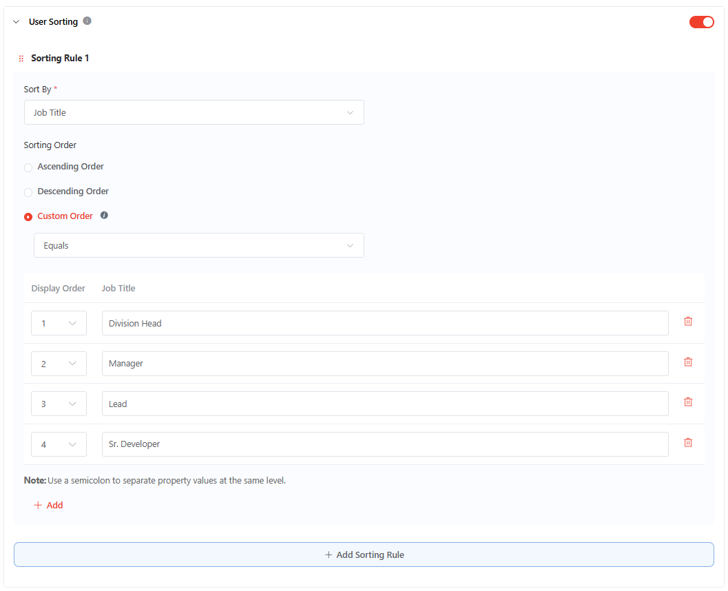 User Sorting.