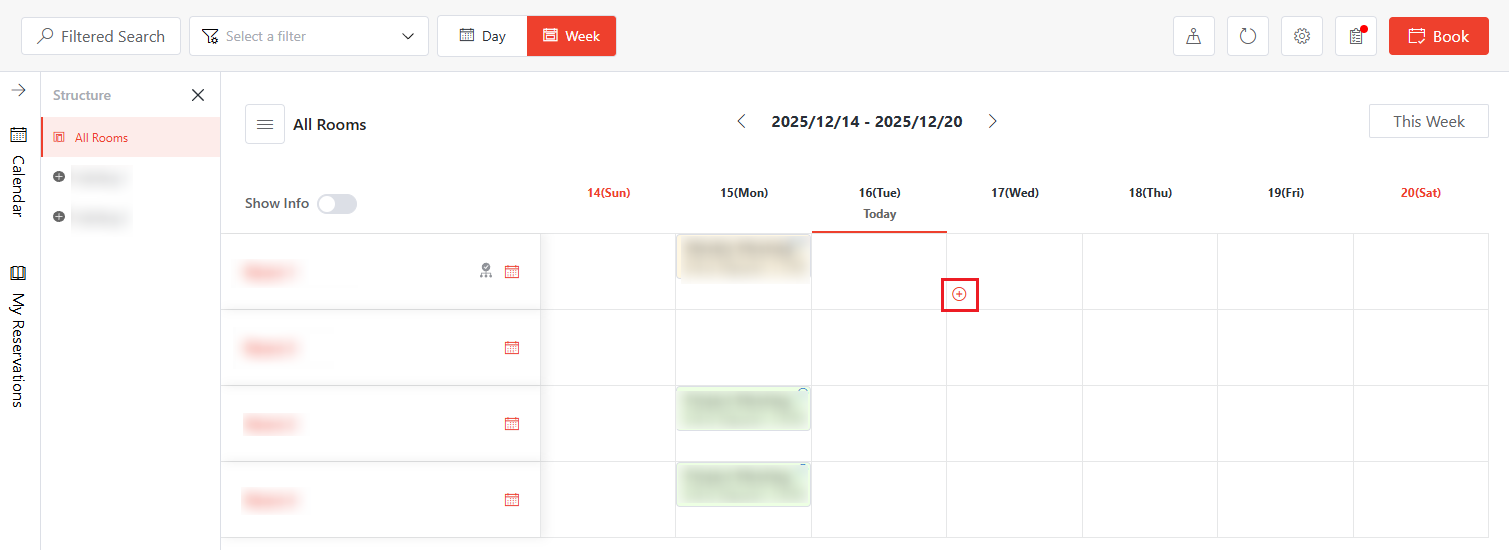 Start a request on the weekly calendar. Start a request on the weekly calendar.