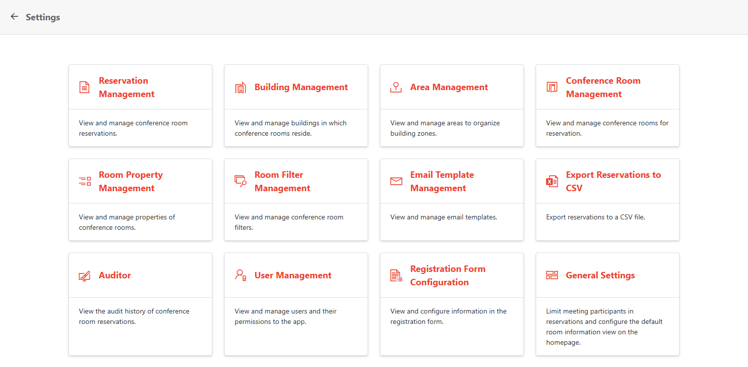 The Settings page.