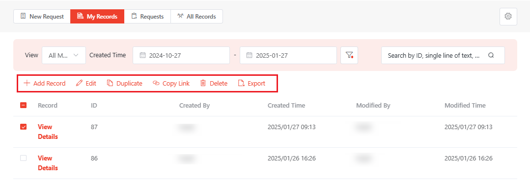 Available actions on the ribbon. Available actions on the ribbon.