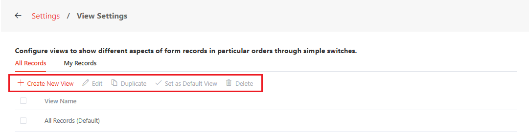 Configure view settings. Configure view settings.