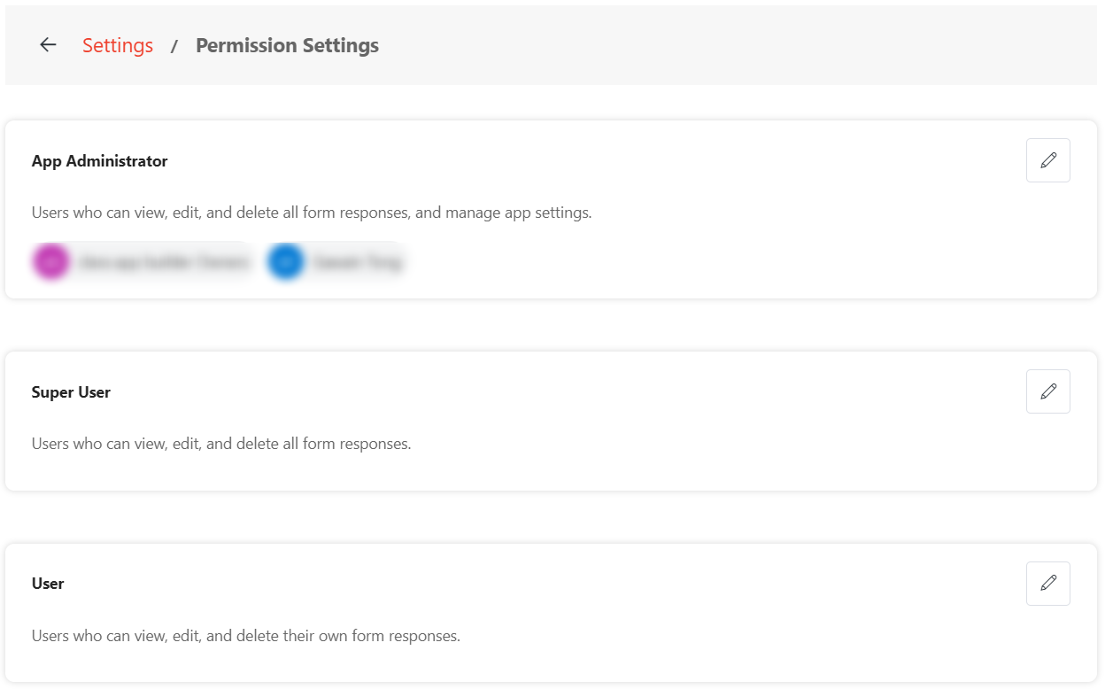 Configure permission settings. Configure permission settings.