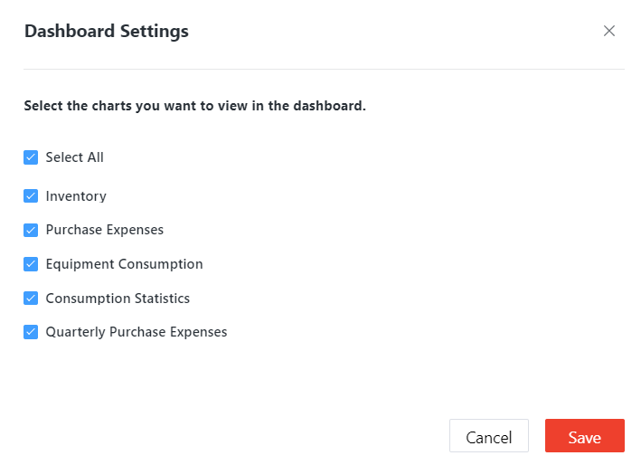 Dashboard settings.
