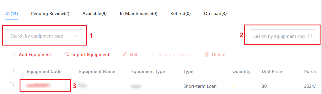 Manage equipment