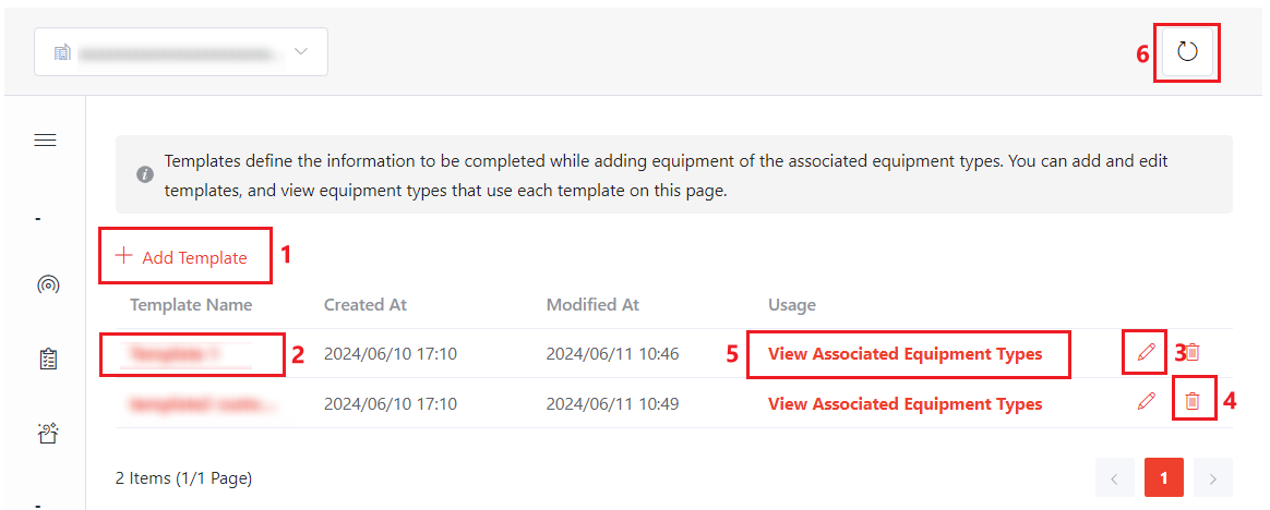 Available actions.