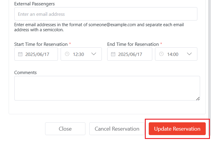 Update Reservation.