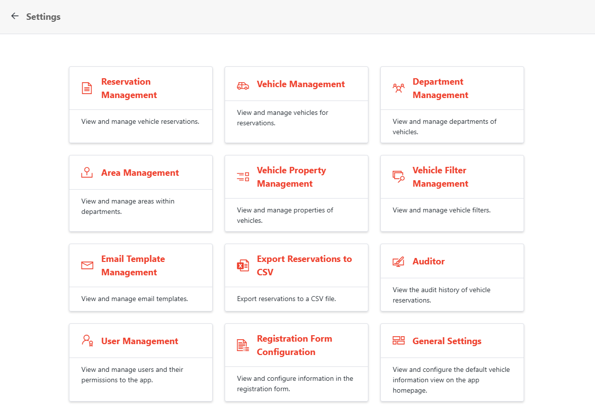 The Settings page.