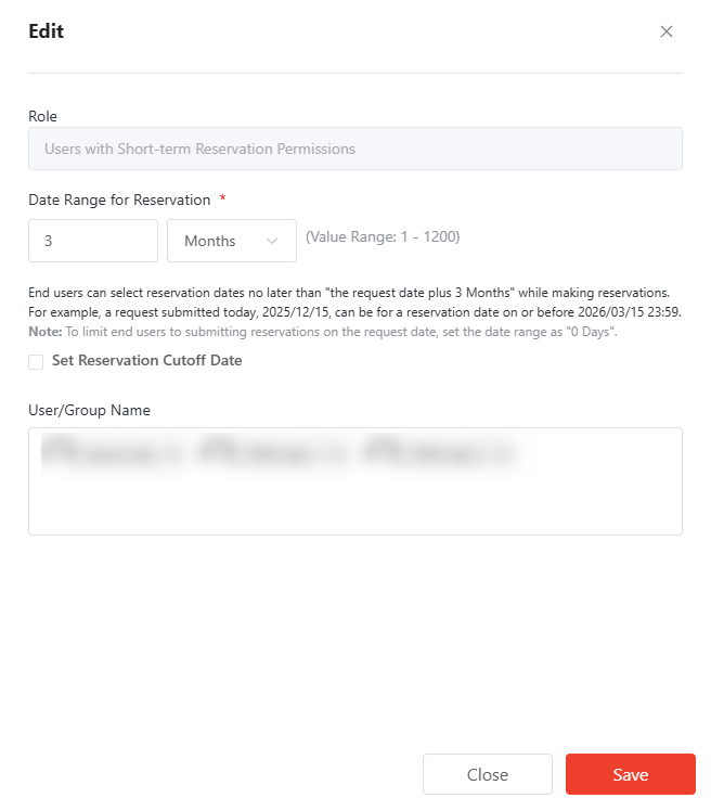 Edit users with short-term permissions.