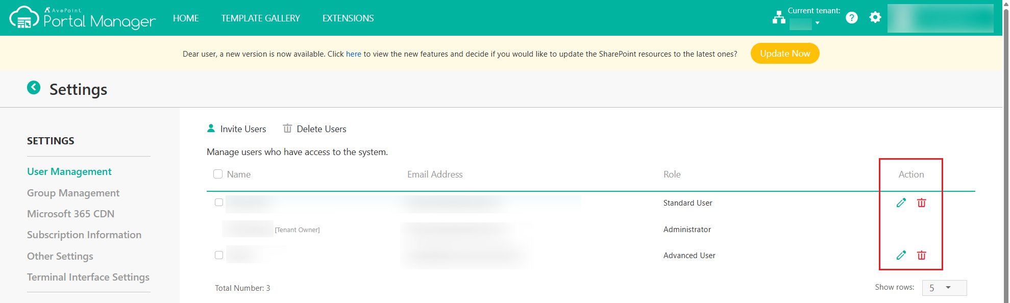 Manage users.