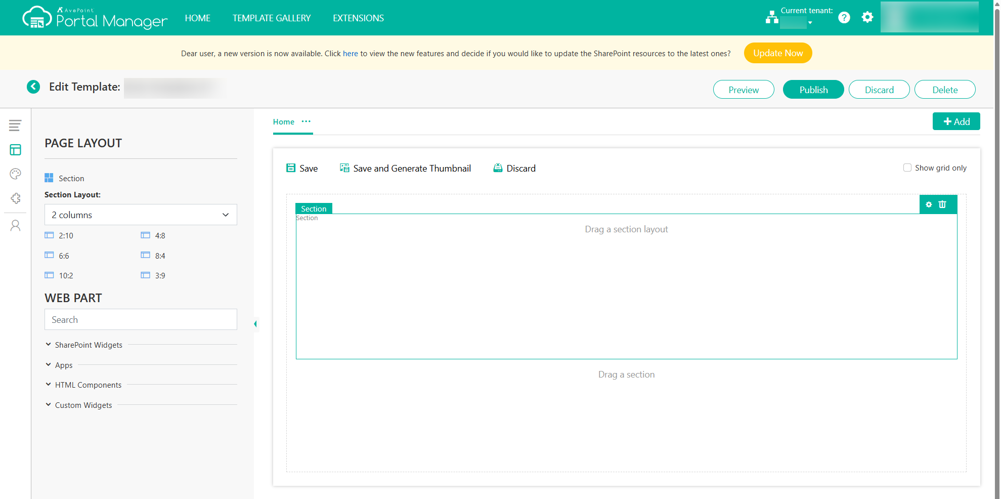 Configure template.